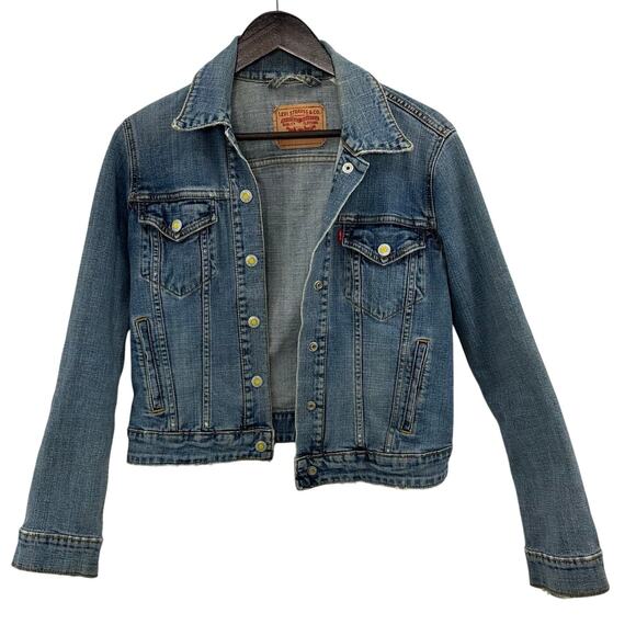 Levi Strauss & Co. Denim Jacket Womens Small Medium Blue Stretch Y2K Classiccore - Picture 1 of 8